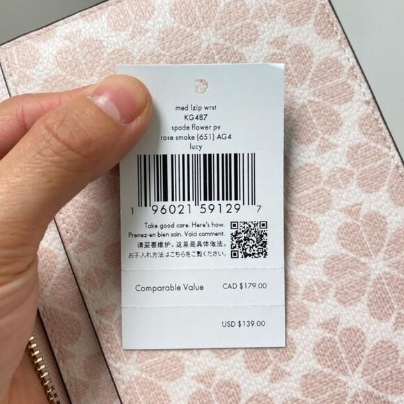 Kate Spade Flower Medium Zip Wristlet in Rose + Convertible Wristlet in Beige - Picture 6 of 10